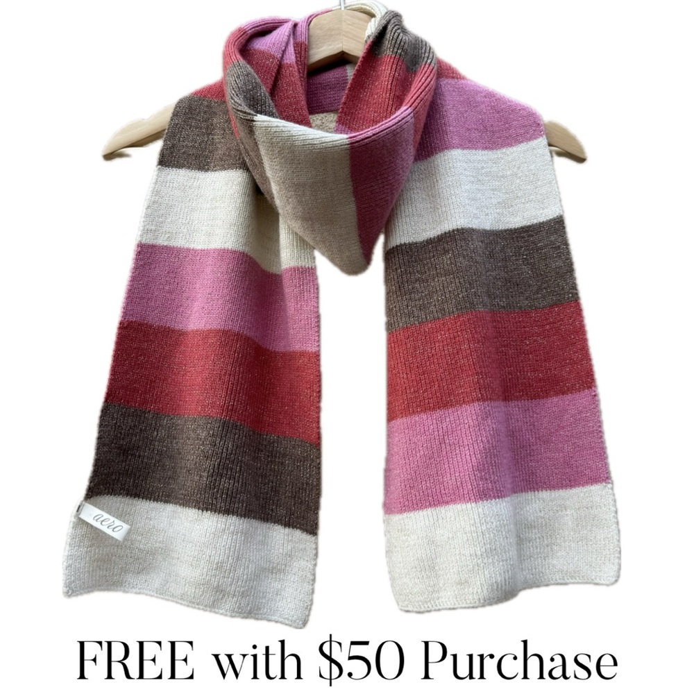 Aero Metallic Shimmer Striped Knit Scarf